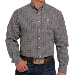 Cinch Men's Black And White Print Button-Down