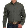 Cinch Men's Green Checker Print Long Sleeve Button-Down
