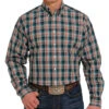 Cinch Men's Blue And Orange Plaid Button-Down