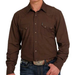 Cinch Men's Brown Long Sleeve Western Shirt
