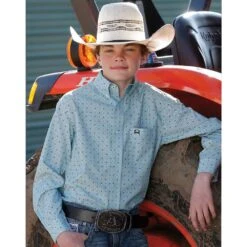 Cinch Boys Light Blue Print Shirt