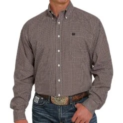 Cinch Men's Brown And Orange Print Button-Down