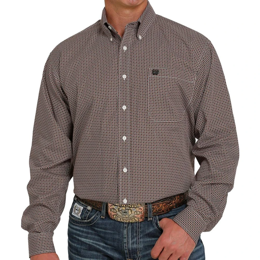 Cinch Men's Brown And Orange Print Button-Down 1 Cinch Men's Brown And Orange Print Button-Down