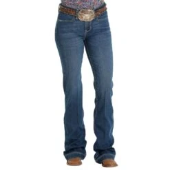 Cinch Women's Lynden Medium Stonewash Slim Trouser