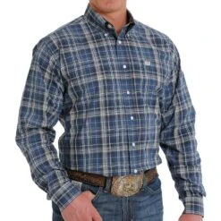 Cinch Men's Blue Plaid Button-Down Shirt