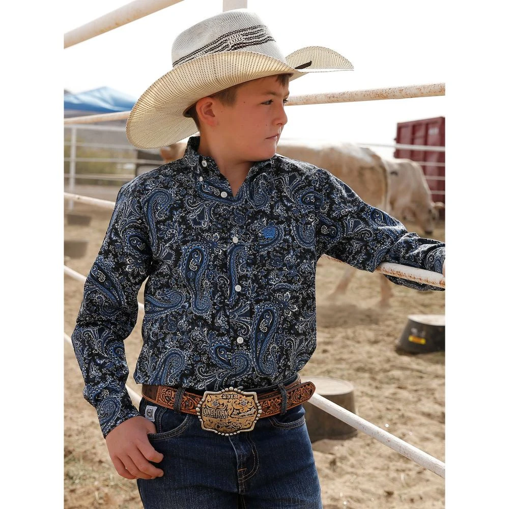 Cinch Boy's Paisley Print Button Down Shirt 1 Cinch Boy's Paisley Print Button Down Shirt
