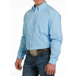 Cinch Men's Blue Print Button Down Shirt