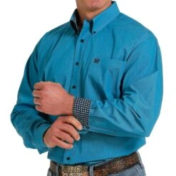 Cinch Men's Solid Blue Button Down