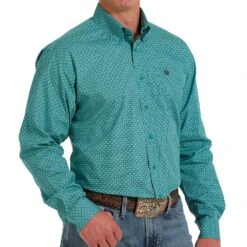 Cinch Men's Geometric Print Button Down