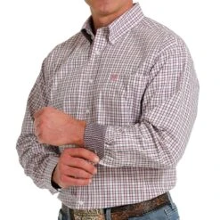 Cinch Men's Pink Plaid Button Down