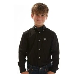 Cinch Boy's Solid Black Button Down Shirt