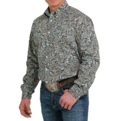 Cinch Men's Paisley Print Button Down Shirt