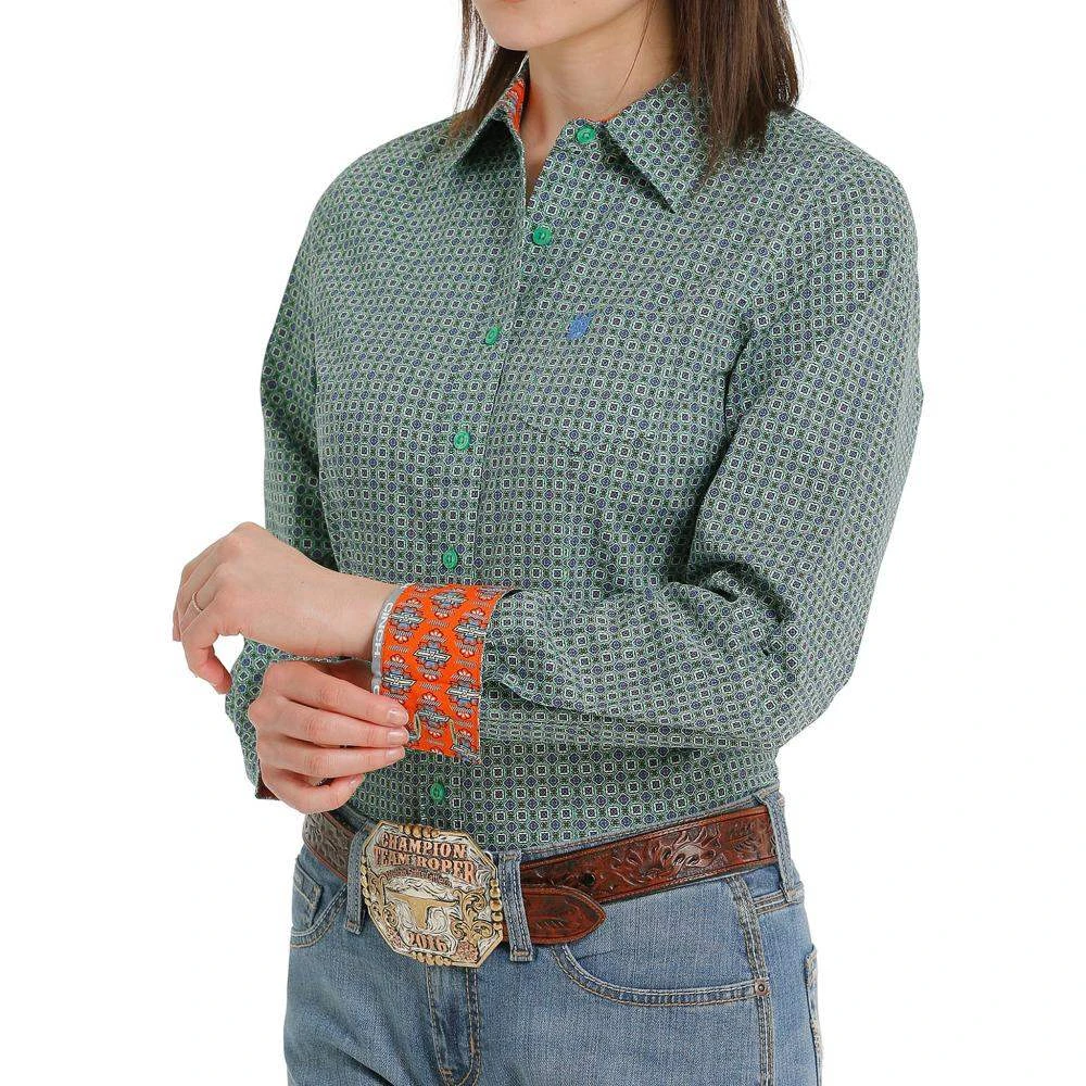 Cinch Women's Long Sleeve Green Button Down 1 Cinch Women's Long Sleeve Green Button Down
