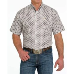 Cinch Mens 3XL Medallion Print Button Down Western Short Sleeve Shirt