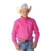 Cinch Kid's Solid Pink Button Down Long Sleeve Shirt
