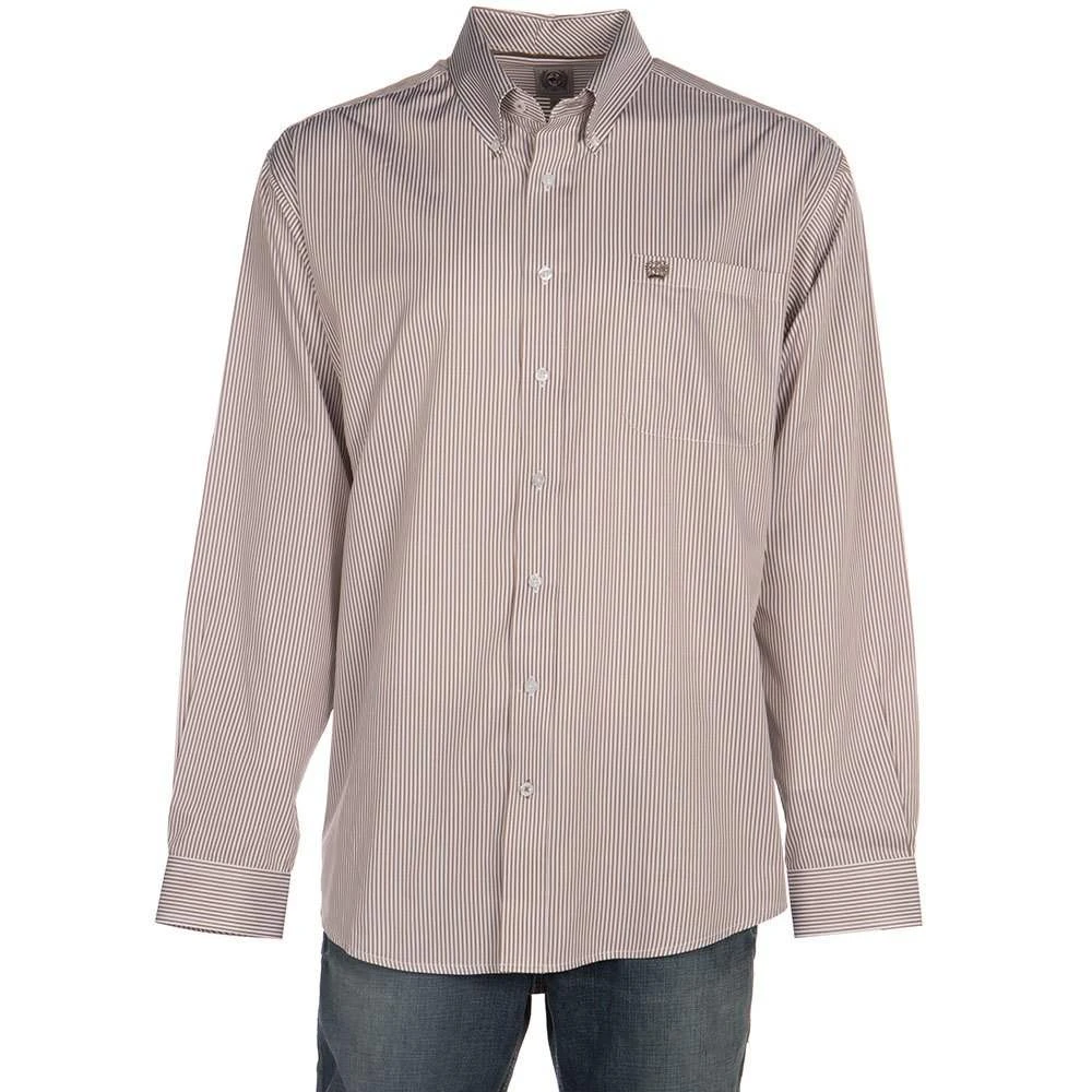 Cinch Long Sleeve Khaki Classic Fit Striped Button Down 1 Cinch Long Sleeve Khaki Classic Fit Striped Button Down
