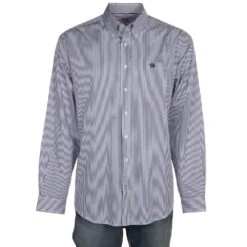 Cinch Men's L/S Royal Blue Classic Fit Striped