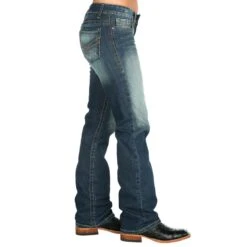 CinchWomens Ada Mid Rise Relaxed Med Wash Bootcut Jean -Cinch MJ80252071 2