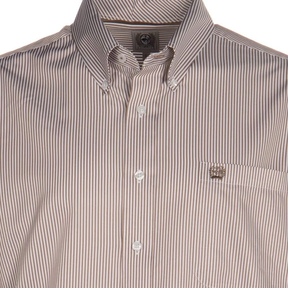 Cinch Long Sleeve Khaki Classic Fit Striped Button Down 2 Cinch Long Sleeve Khaki Classic Fit Striped Button Down - Image 2