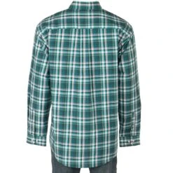 Cinch Mens Teal/Black Plaid Long Sleeve Button Up Shirt -Cinch MTW1104897 4