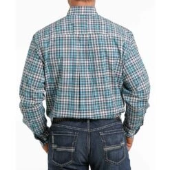 Cinch Men's Navy & Teal Plaid Long Sleeve Buttondown -Cinch MTW1105301 3