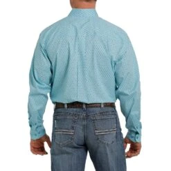 Cinch Men's Light Blue Print Long Sleeve Buttondown With Stretch -Cinch MTW1105364 3
