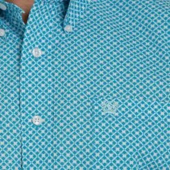 Cinch Men's Blue & Teal Print Long Sleeve Buttondown -Cinch MTW1105372 3
