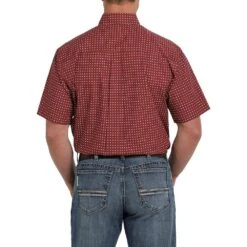 Cinch Men's Red & White Print Short Sleeve Buttondown -Cinch MTW1111393 3