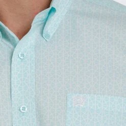 Cinch Men's Light Blue Print Short Sleeve Buttondown -Cinch MTW1111397 3