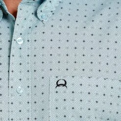 Cinch Men's ArenaFlex Blue Printed Short Sleeve Shirt -Cinch MTW1704091 3