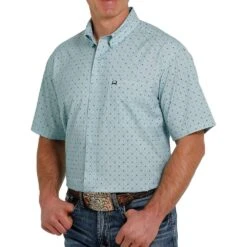 Cinch Men's ArenaFlex Blue Printed Short Sleeve Shirt -Cinch MTW1704091 4