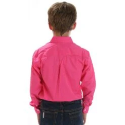 Cinch Kid's Solid Pink Button Down Long Sleeve Shirt -Cinch MTW7060026 back