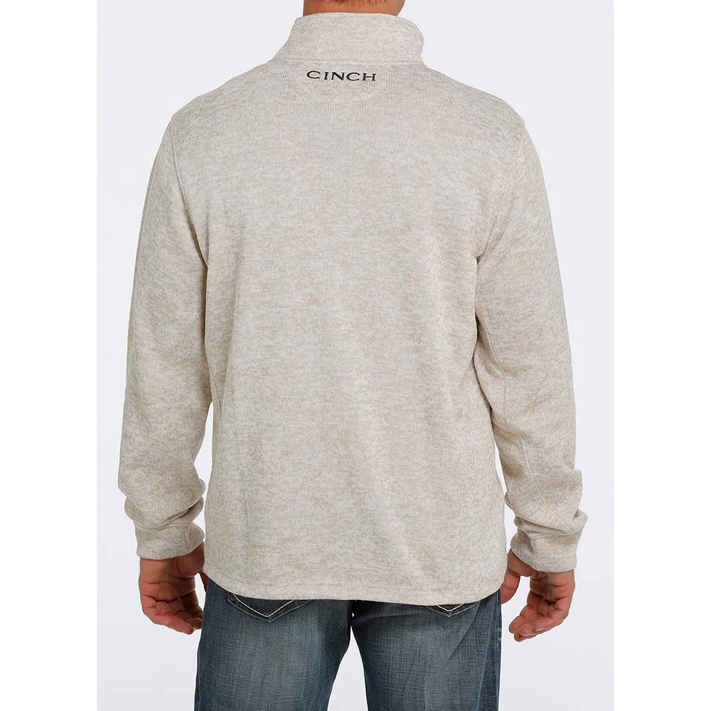 Cinch Men's Cream Quarter Zip Sweater Knit Pullover 2 Cinch Men's Cream Quarter Zip Sweater Knit Pullover - Image 2