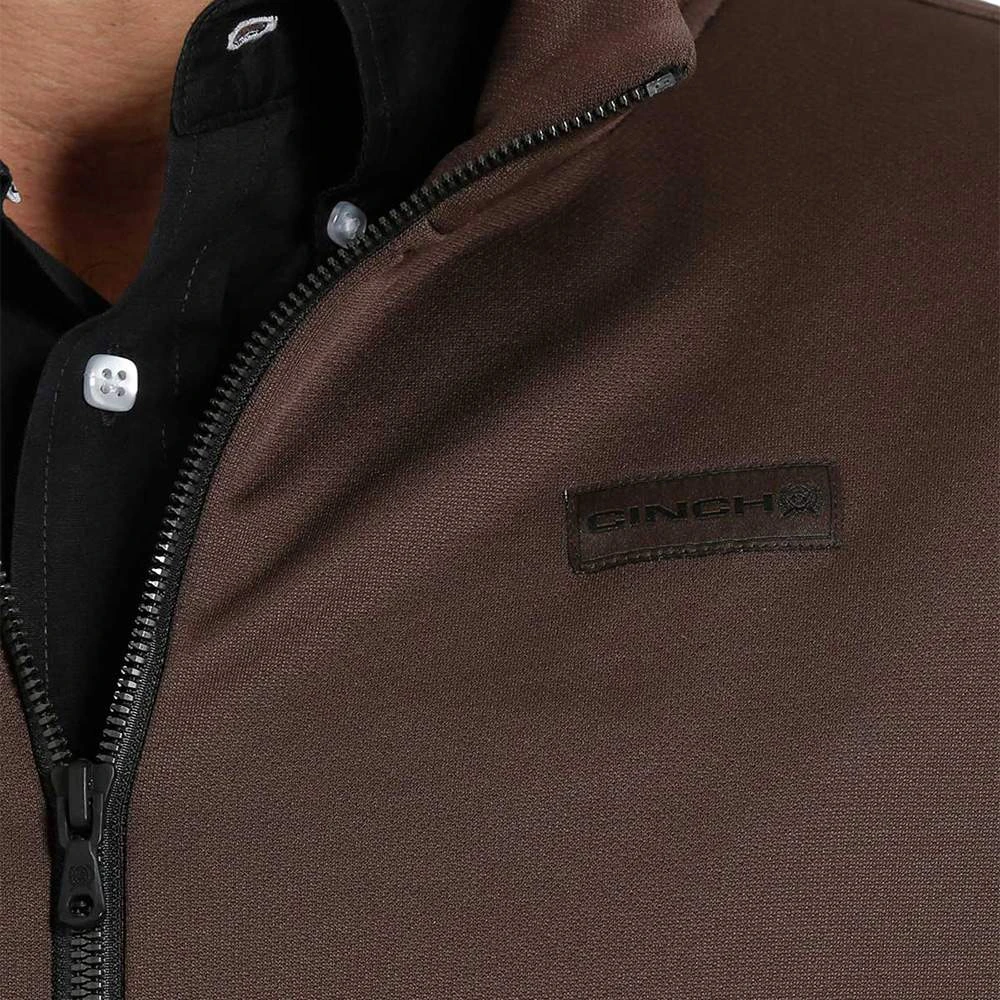 Cinch Men's 1/2 Zip Brown Pullover Fleece Vest 2 Cinch Men's 1/2 Zip Brown Pullover Fleece Vest - Image 2