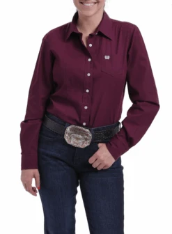 Cinch Cinch Ladies Burgundy Long Sleeve Shirt