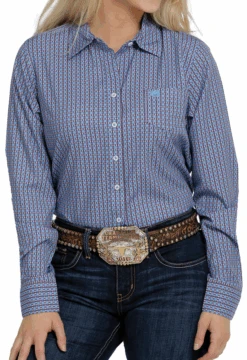 Cinch Cinch Ladies Light Blue/Purple Button Down Shirt