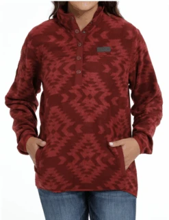 Cinch Cinch Ladies Red Printed Fleece