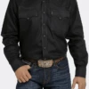 Cinch Cinch Men's Black Solid Long Sleeve Shirt