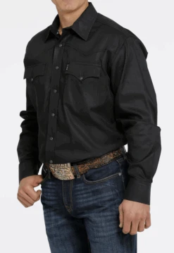 Cinch Cinch Men's Black Solid Long Sleeve Shirt -Cinch cinch cinch mens black solid long sleeve shirt 3
