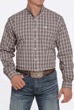 Cinch Cinch Men's Brown Plaid Long Sleeve Shirt