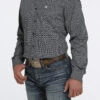 Cinch Cinch Men's Navy Patterned Long Sleeve Shirt