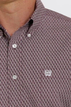 Cinch Cinch Men's Purple Geometric Print Button Down Shirt -Cinch cinch cinch mens purple geometric print button dow 2