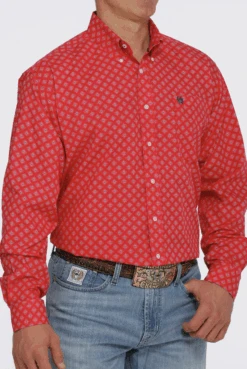 Cinch Cinch Men's Red Long Sleeve Shirt