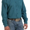 Cinch Cinch Men's Teal Patterned Big And Tall Shirt Size 3X