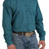Cinch Cinch Men's Teal Patterned Long Sleeve Shirt