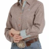 Cinch Cinch Women's Coral Patterned Long Sleeve Shirt