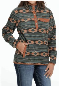 Cinch Cinch Women's Green Fleece Pullover