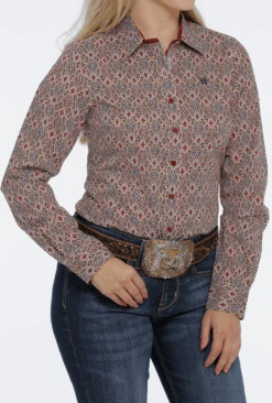 Cinch Cinch Women's Red Multicolor Patterned Shirt