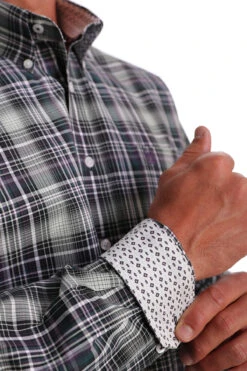 Cinch Men's Plaid Button Down Shirt C4 Size Medium -Cinch cinch mens plaid button down shirt c4 size medium 2